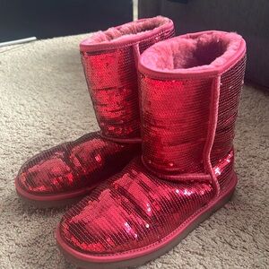 Pink Sequined Ugg Boots